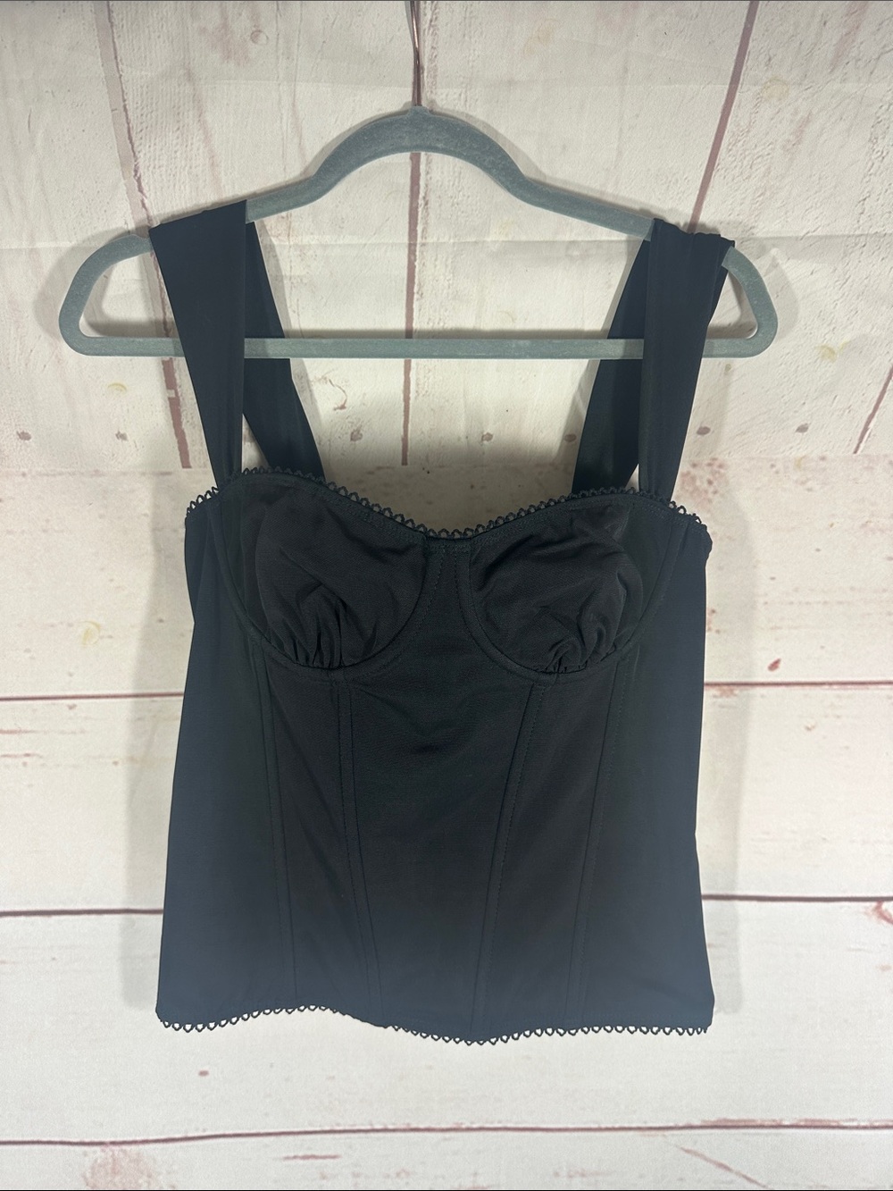 Edikted Black Bustier Top with Wide Straps